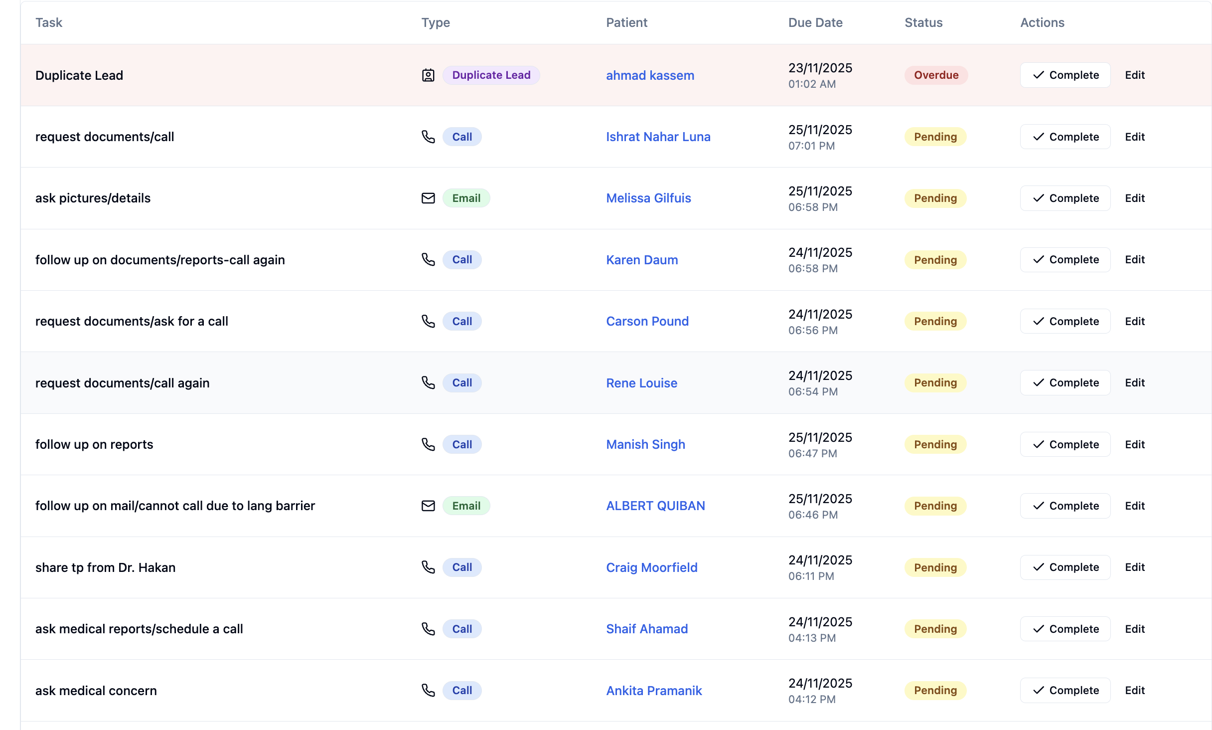Create Tasks for Follow-up demo